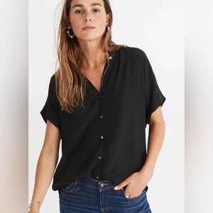 madewell central drapey shirt olive green blouse top
